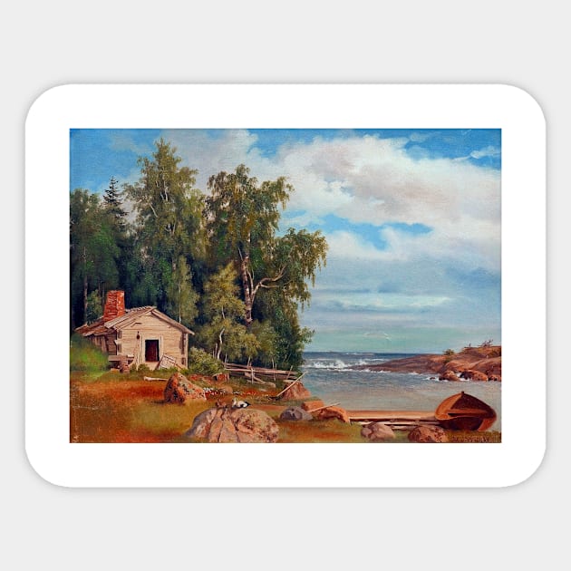 Magnus von Wright Beach Landscape from Lövö Sticker by pdpress